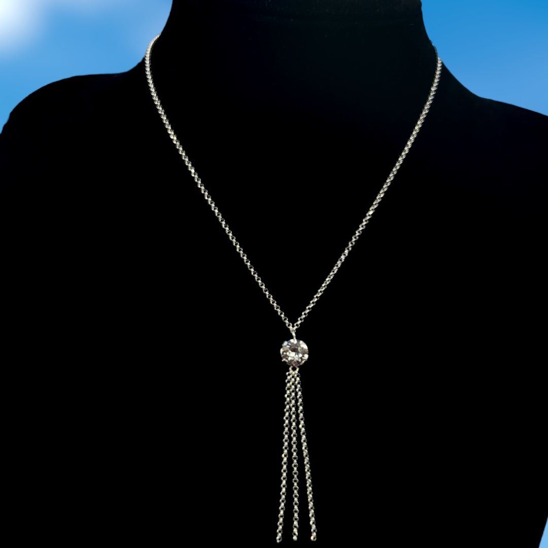 Gargantilla de Plata 925, Tipo Corbatero con Punto de Luz