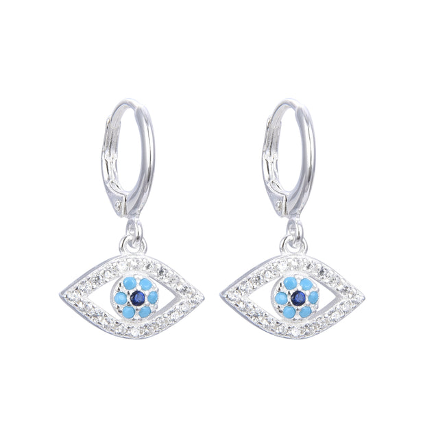 Aretes Tipo Argolla de Plata 925, de Ojo Turco