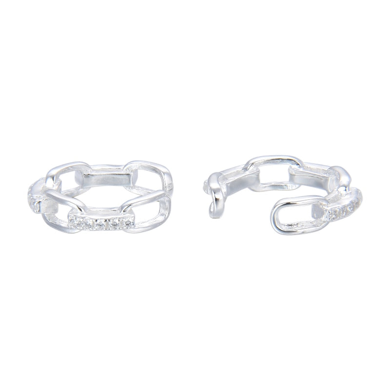 Arete Tipo Ear Clip de Plata 925, Eslabones