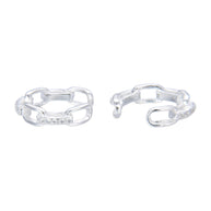 Arete Tipo Ear Clip de Plata 925, Eslabones