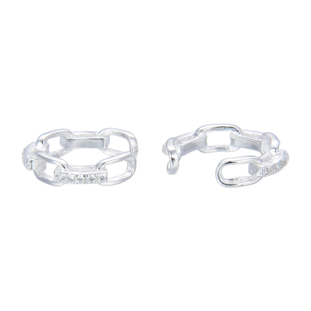 Aretes Tipo Ear Clip de Plata 925, Eslabones
