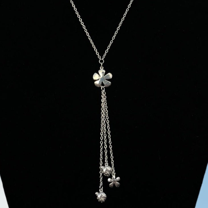 Gargantilla de Plata 925, Tipo Corbatero de Flor y Mariquita