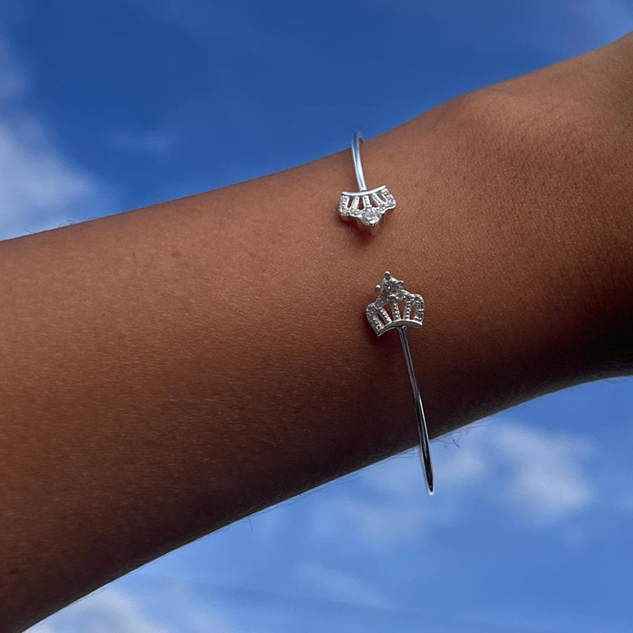 Pulsera Ajustable de Plata 925, Coronas