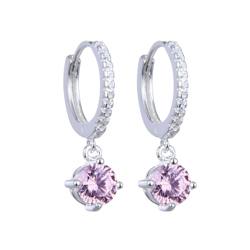Aretes Tipo Argolla de Plata 925, Rosa