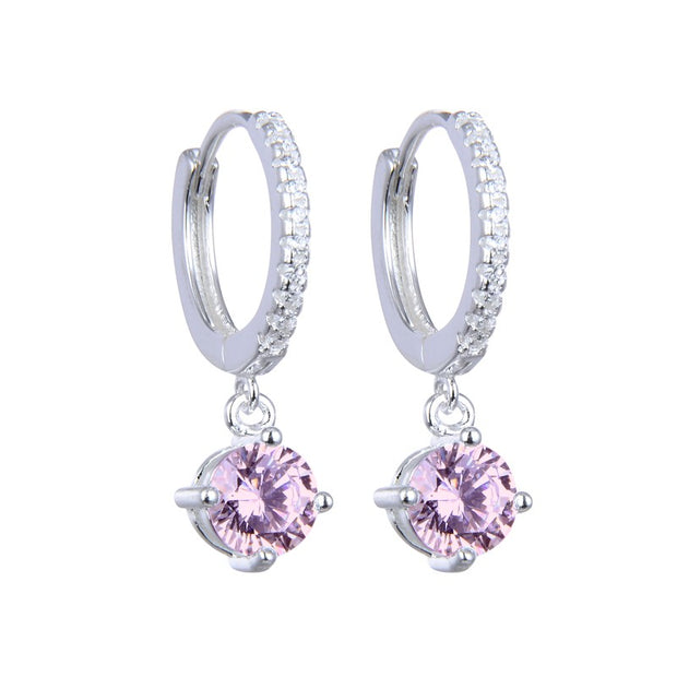 Aretes Tipo Argolla de Plata 925, Rosa