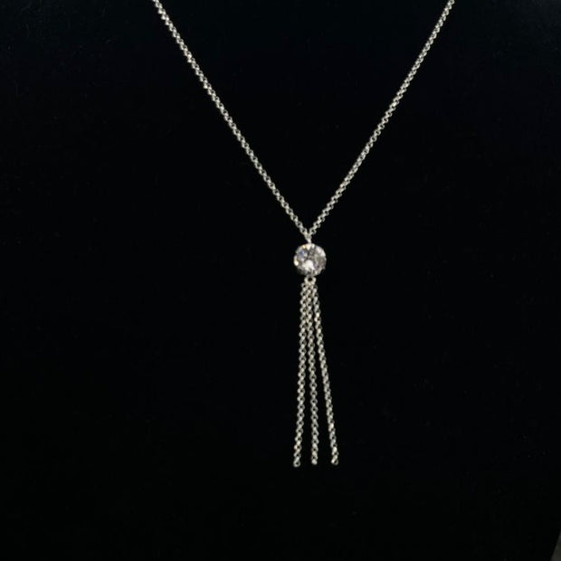 Gargantilla de Plata 925, Tipo Corbatero con Punto de Luz