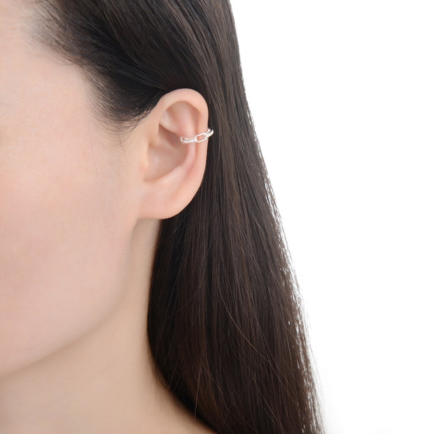 Aretes Tipo Ear Clip de Plata 925, Eslabones