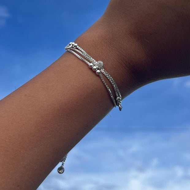 Pulsera Ajustable de Plata 925 para Dama, con Puntos de Luz