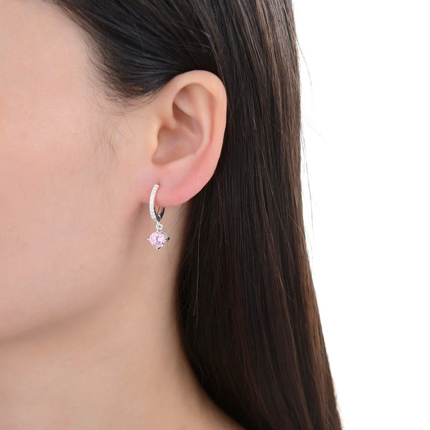 Aretes Tipo Argolla de Plata 925, Rosa