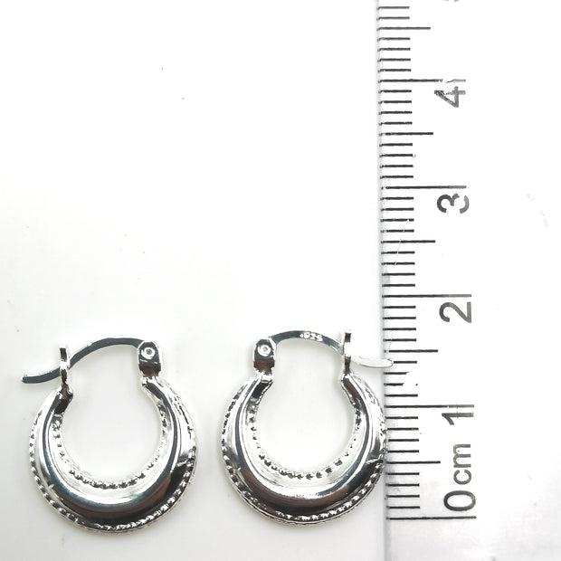 Aretes Tipo Argolla de Plata 925, Hexagonal