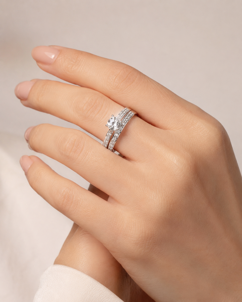 Anillo Eternité de Compromiso y Matrimonio – Plata 925