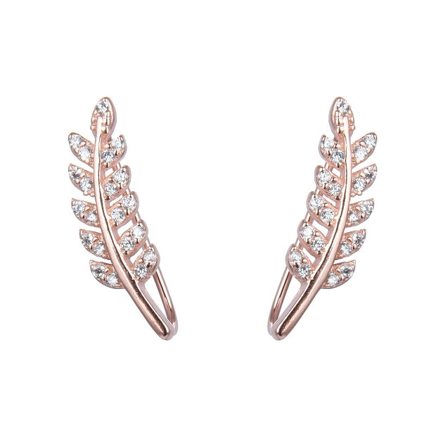 Aretes Tipo Trepadores para Dama, Espiga- Plata 925 con baño de oro rosa