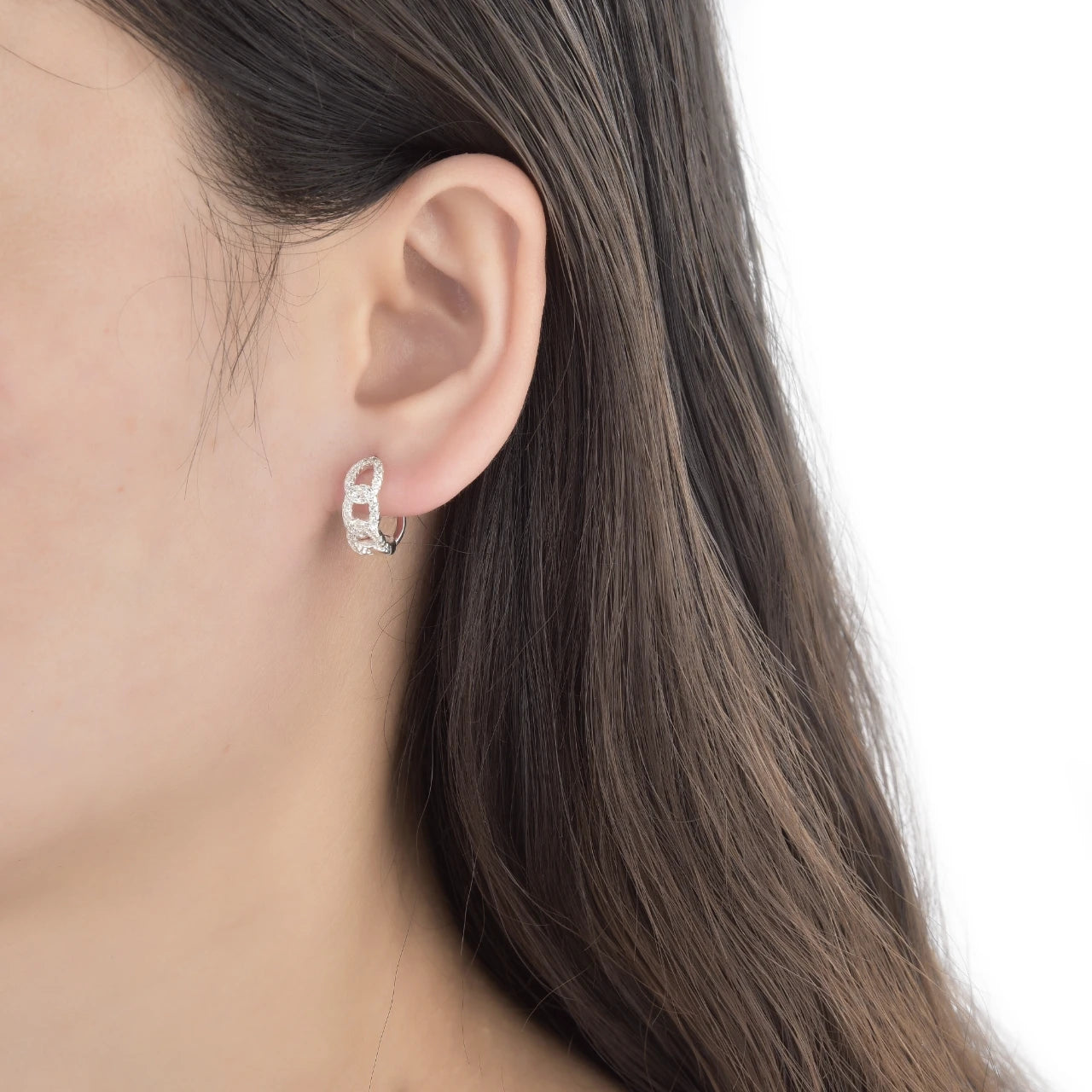 Aretes Tipo Argollas de Plata 925, Eslabones