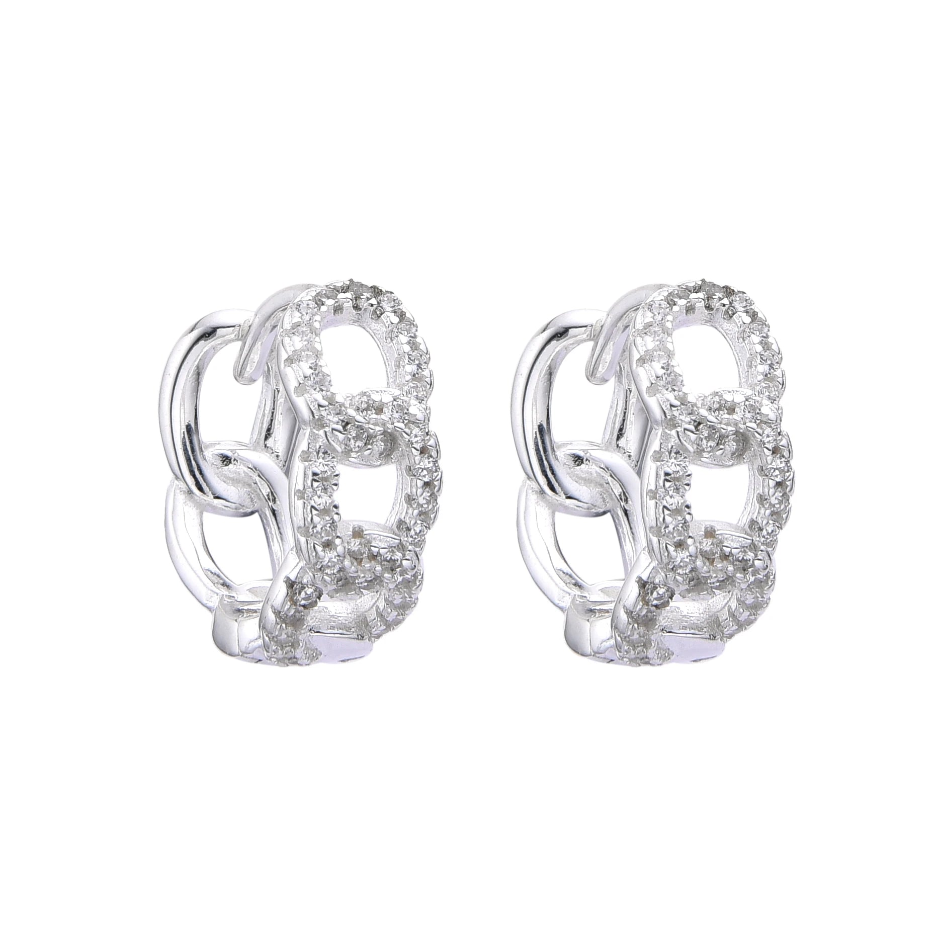 Aretes Tipo Argollas de Plata 925, Eslabones