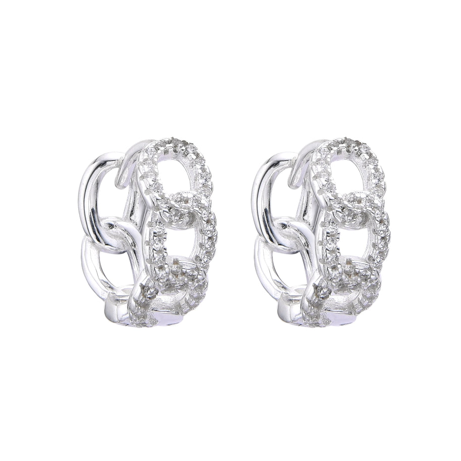 Aretes Tipo Argollas de Plata 925, Eslabones