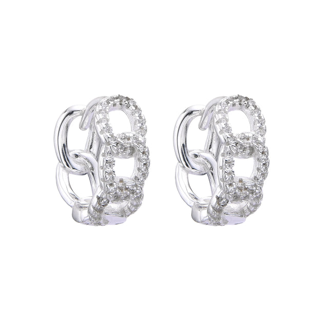 Aretes Tipo Argollas de Plata 925, Eslabones