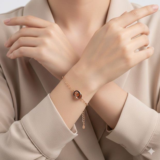 Pulsera de Aros – Plata 925 baño de oro rosa.