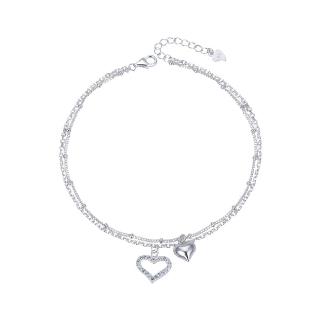 Tobillera de Plata 9.25 para Dama, de Corazones
