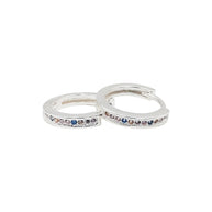 Aretes Tipo Argollas de Plata 925, Puntos de Luz de Colores