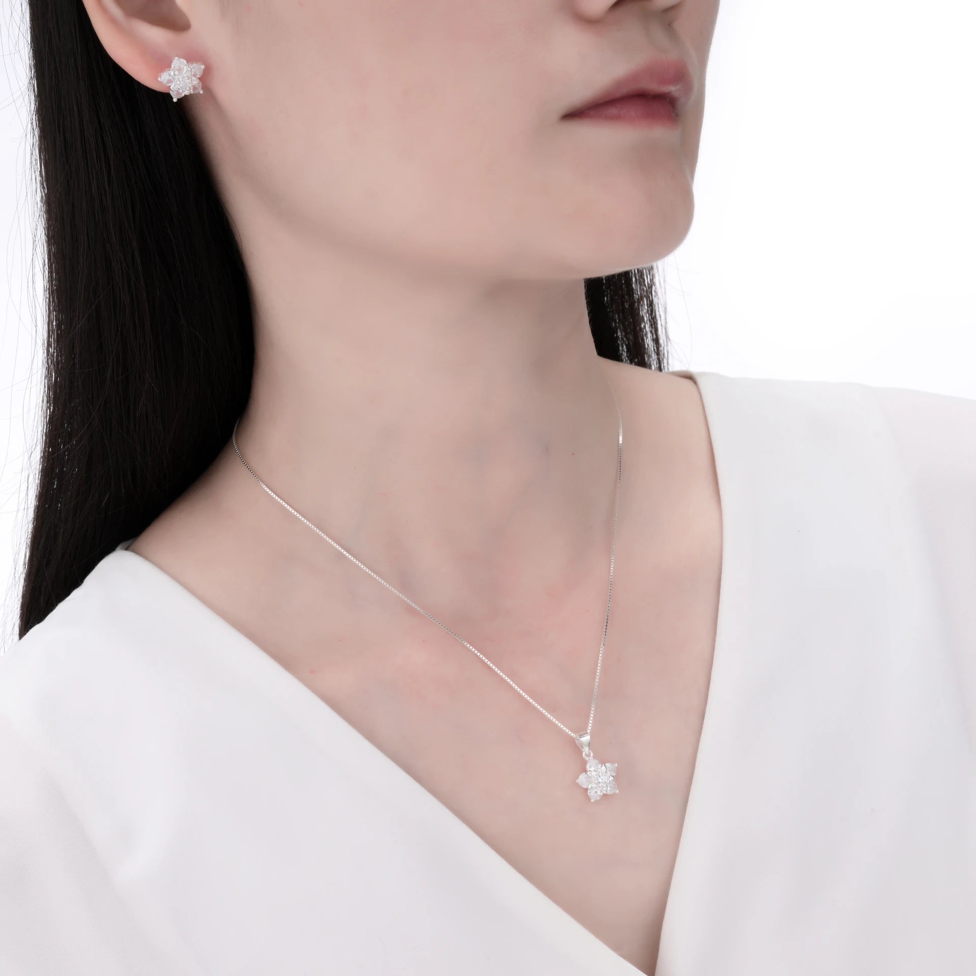 conjunto de Flor – Plata 925