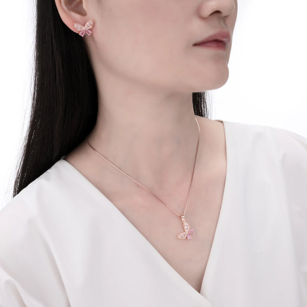 conjunto de Mariposas – Plata 925 baño de oro rosa