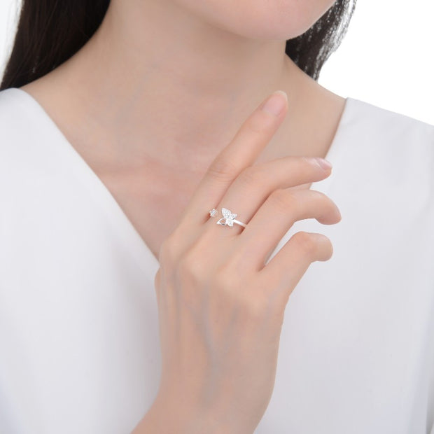 Anillo de Mariposas Ajustable – Plata 925