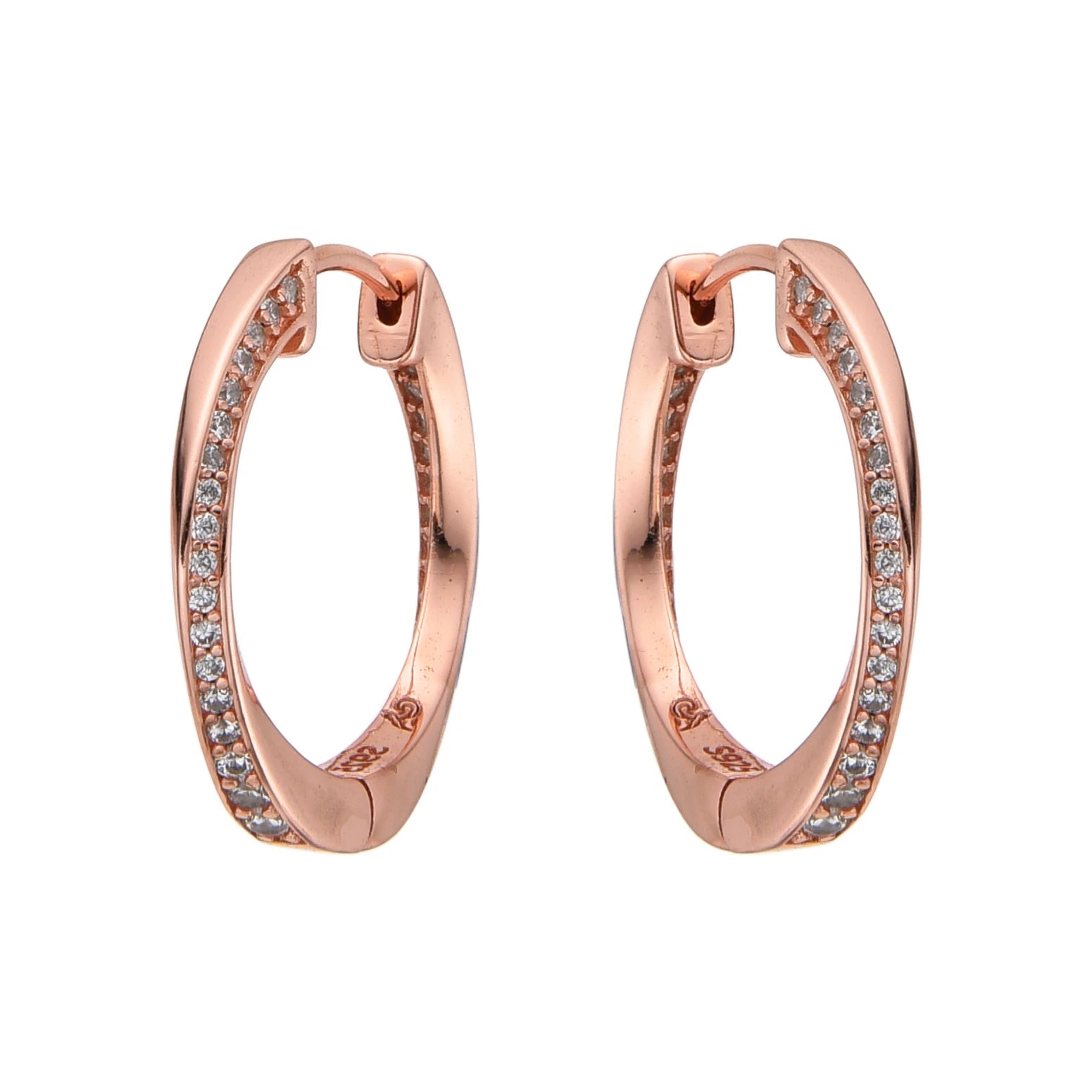 Aretes Huggies Rose 20 mm – Plata 925