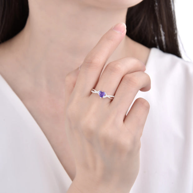 Anillo Corazón Amatista – Plata 925