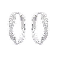 Aretes Huggies Trenza de Brillo – Plata 925