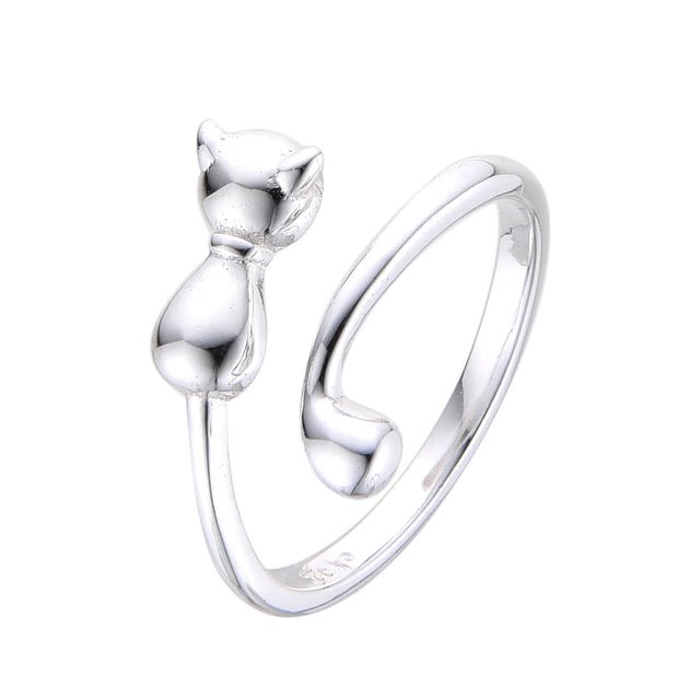 Anillo Ajustable de Gato – Plata 925