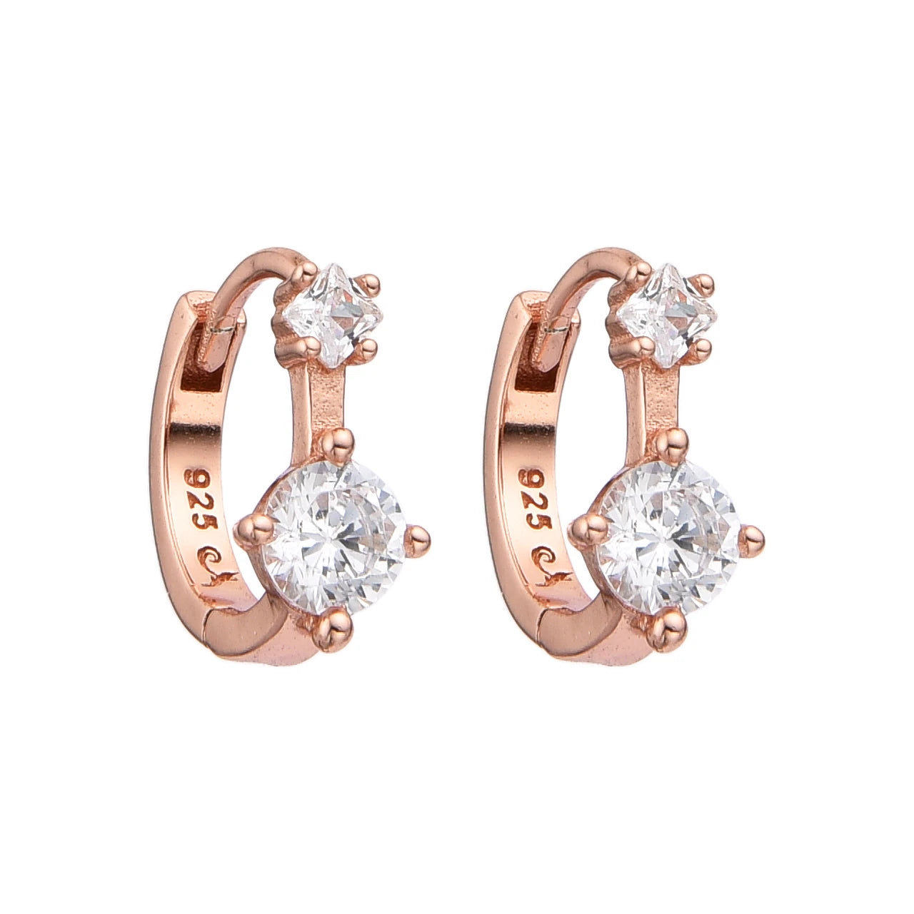 Aretes Huggies Lumière Royale – Plata 925 con Baño Oro Rosado