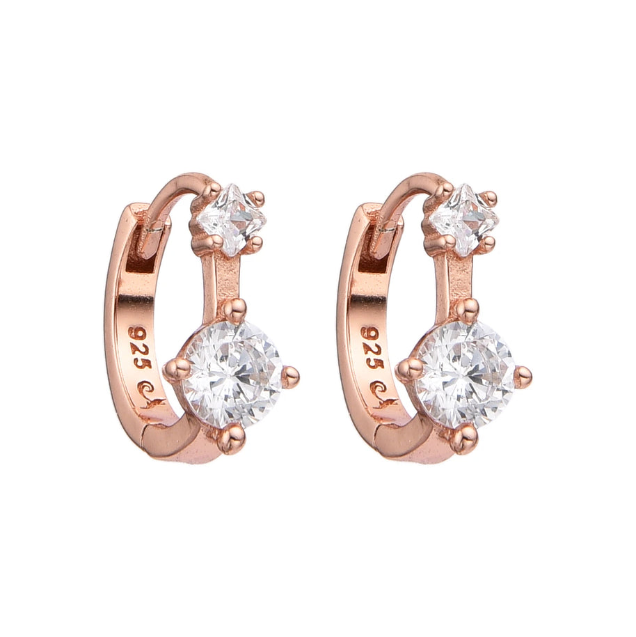 Aretes Huggies Lumière Royale – Plata 925 con Baño Oro Rosado