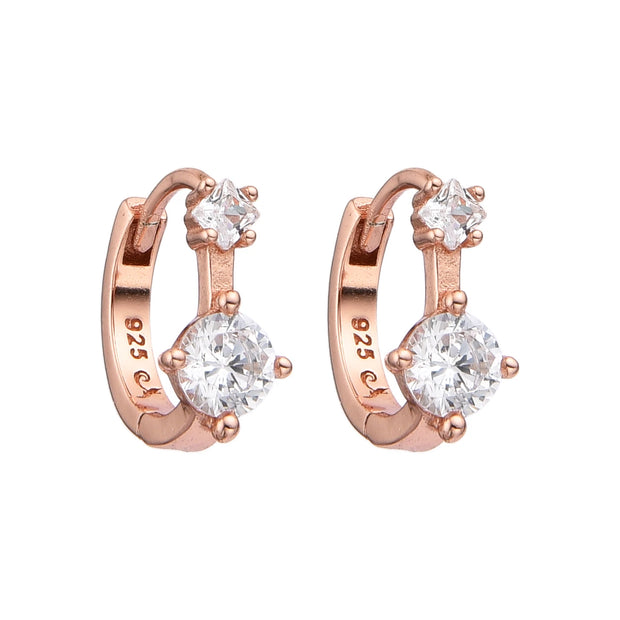 Aretes Huggies Lumière Royale – Plata 925 con Baño Oro Rosado