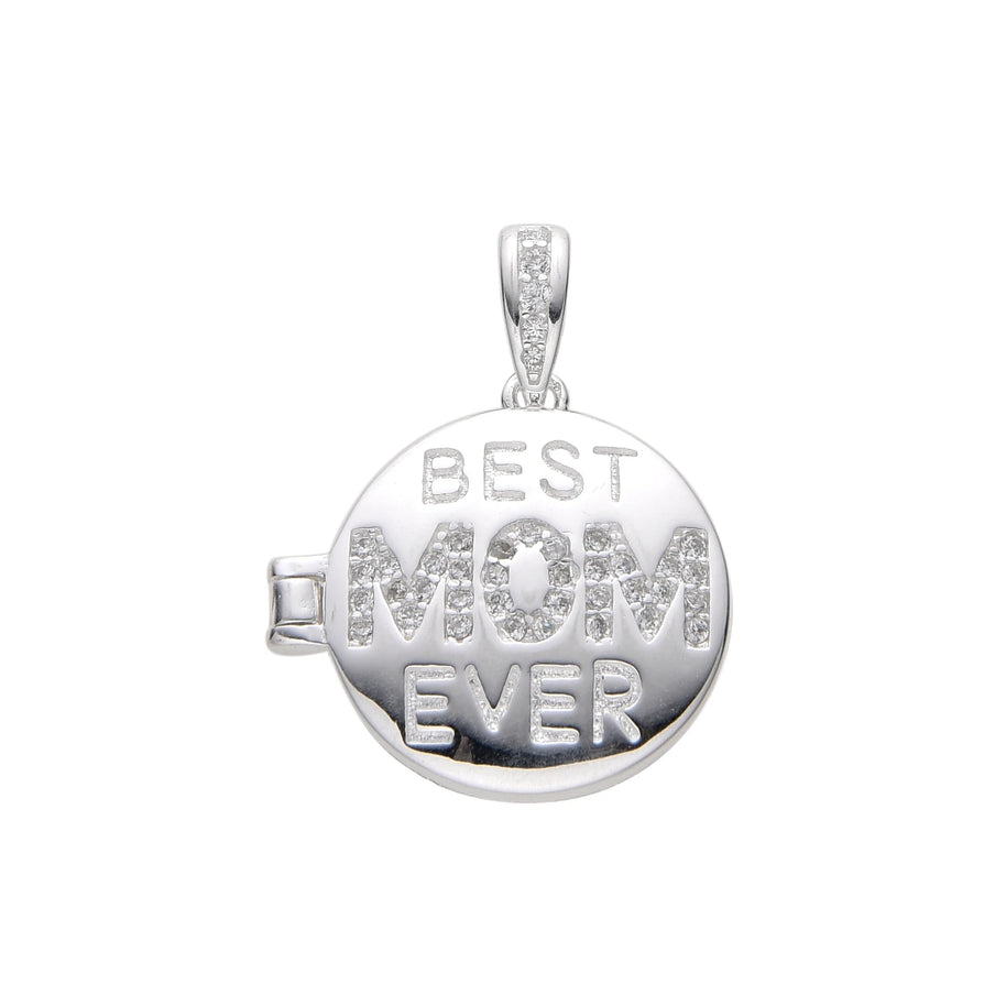 Dije Relicario Redondo “Best Mom Ever” 18mm – Plata 925