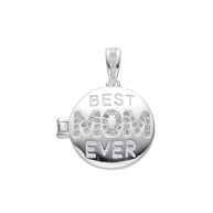 Dije Relicario Redondo “Best Mom Ever” 18mm – Plata 925