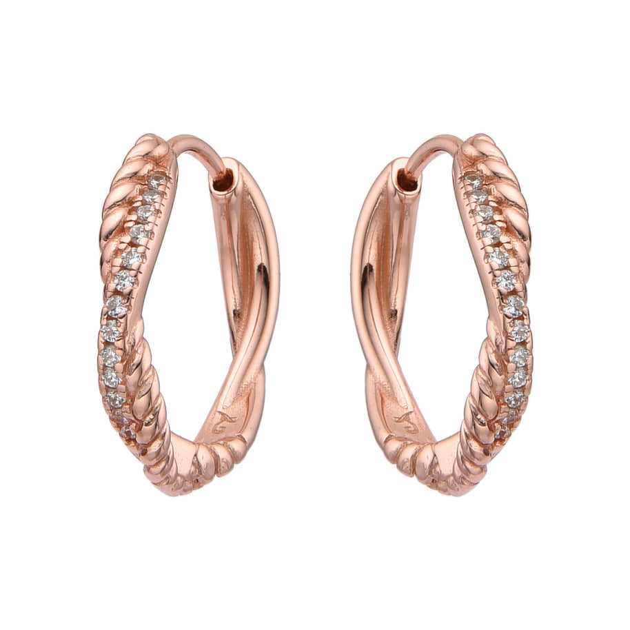 Aretes Huggies Trenza Rosé – Plata 925