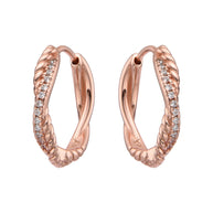 Aretes Huggies Trenza Rosé – Plata 925