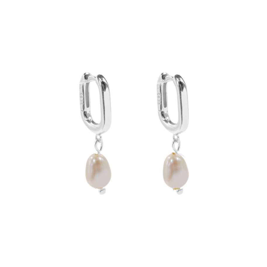 Aretes Huggies con Perla Natural – Plata 925