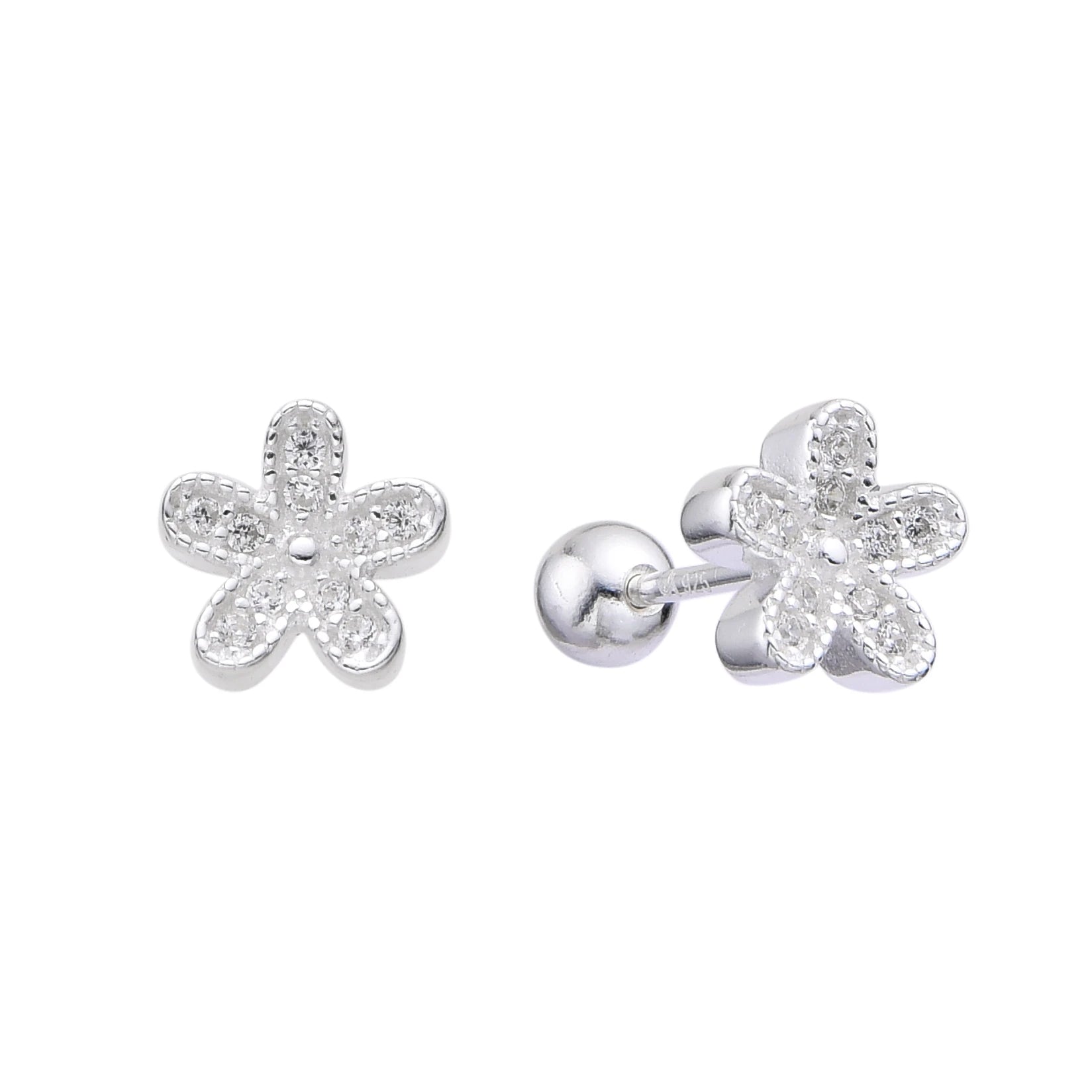 Aretes de Flor con Circones – Plata 925