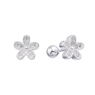 Aretes de Flor con Circones – Plata 925