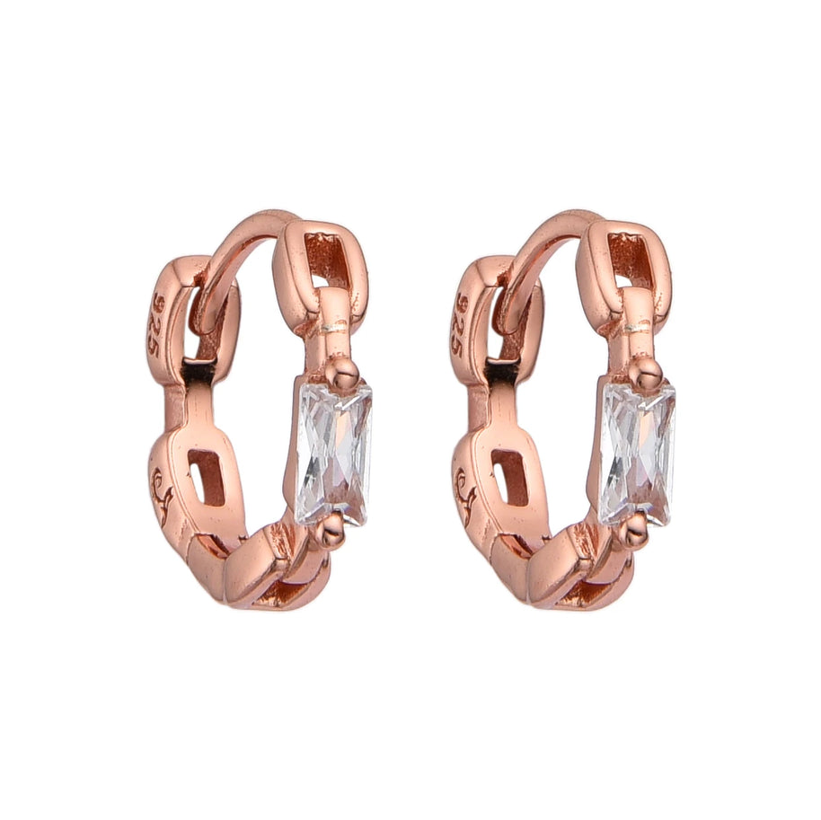 Aretes Huggies Éclat Link – Plata 925 con Baño Oro Rosado