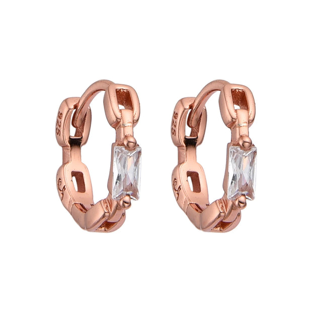 Aretes Huggies Éclat Link – Plata 925 con Baño Oro Rosado