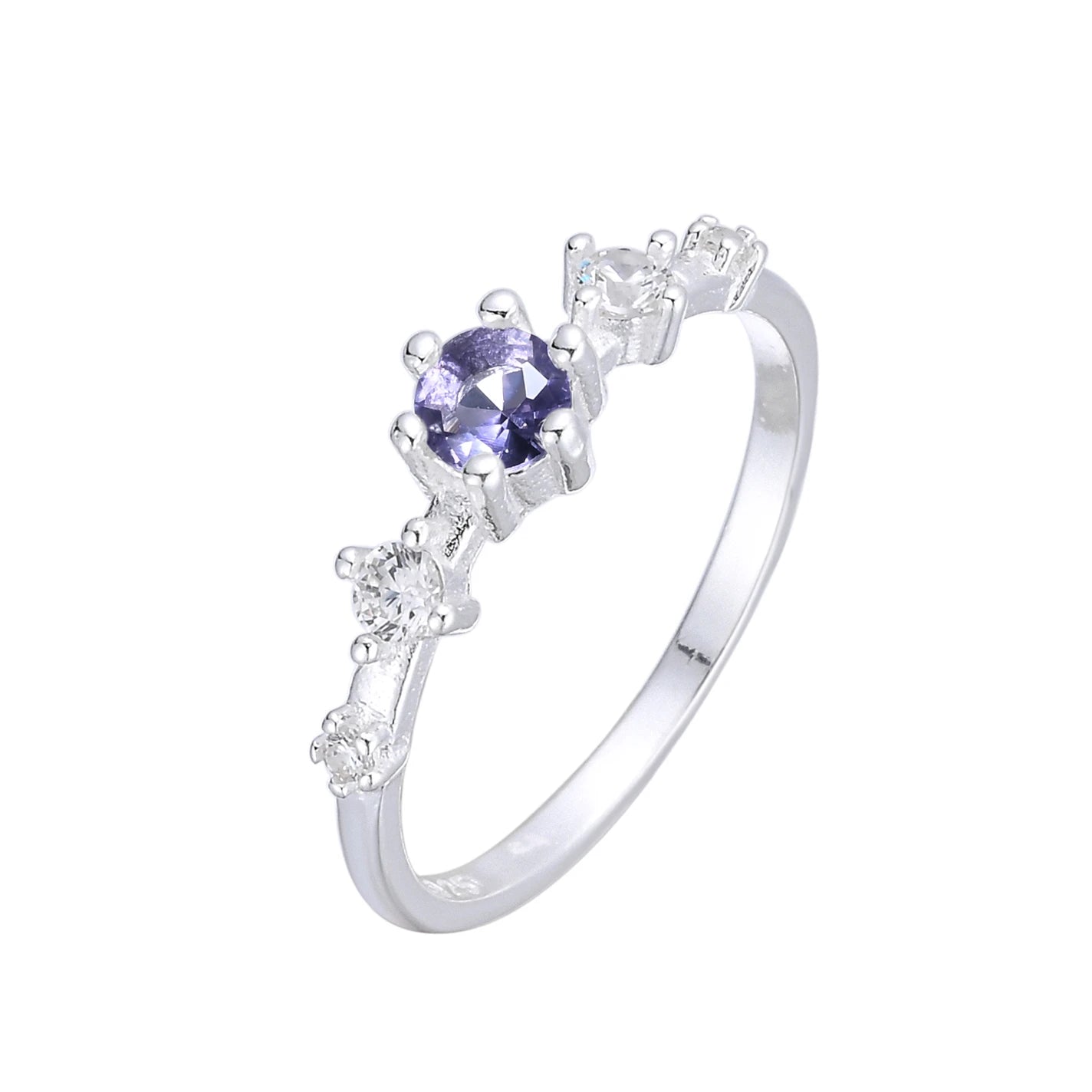 Anillo Puntos de Luz Morado Floreal – Plata 925