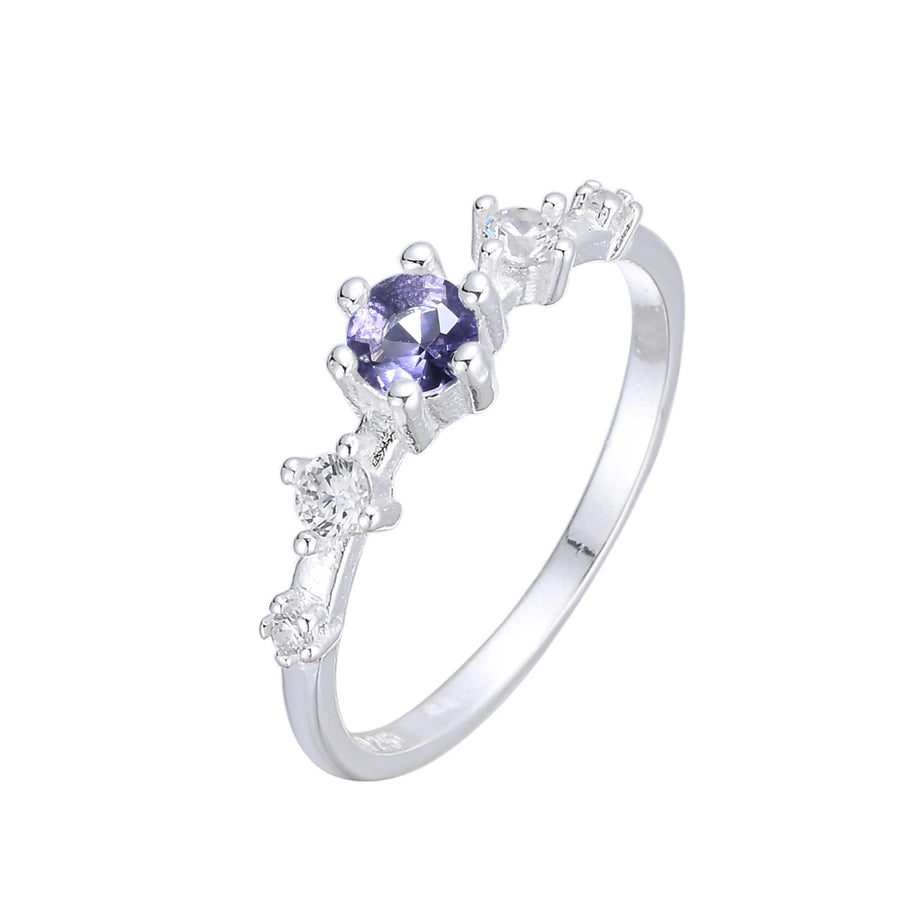 Anillo Puntos de Luz Morado Floreal – Plata 925