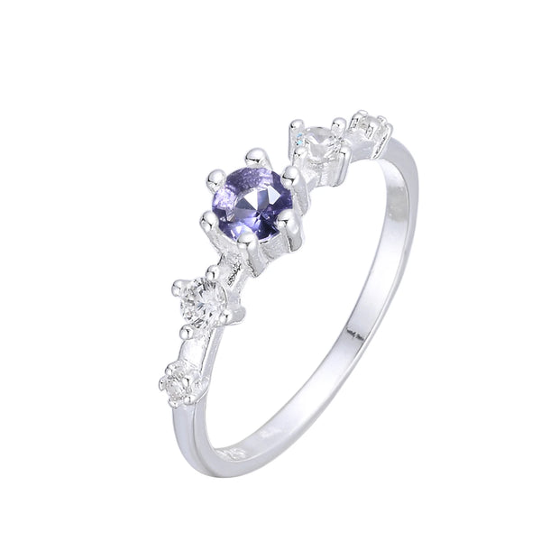 Anillo Puntos de Luz Morado Floreal – Plata 925