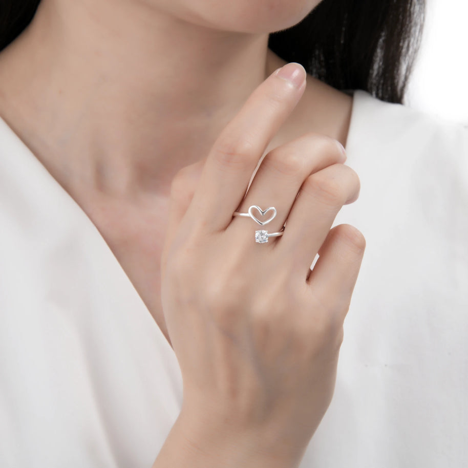 Anillo Ajustable Éclat Corazón – Plata 925