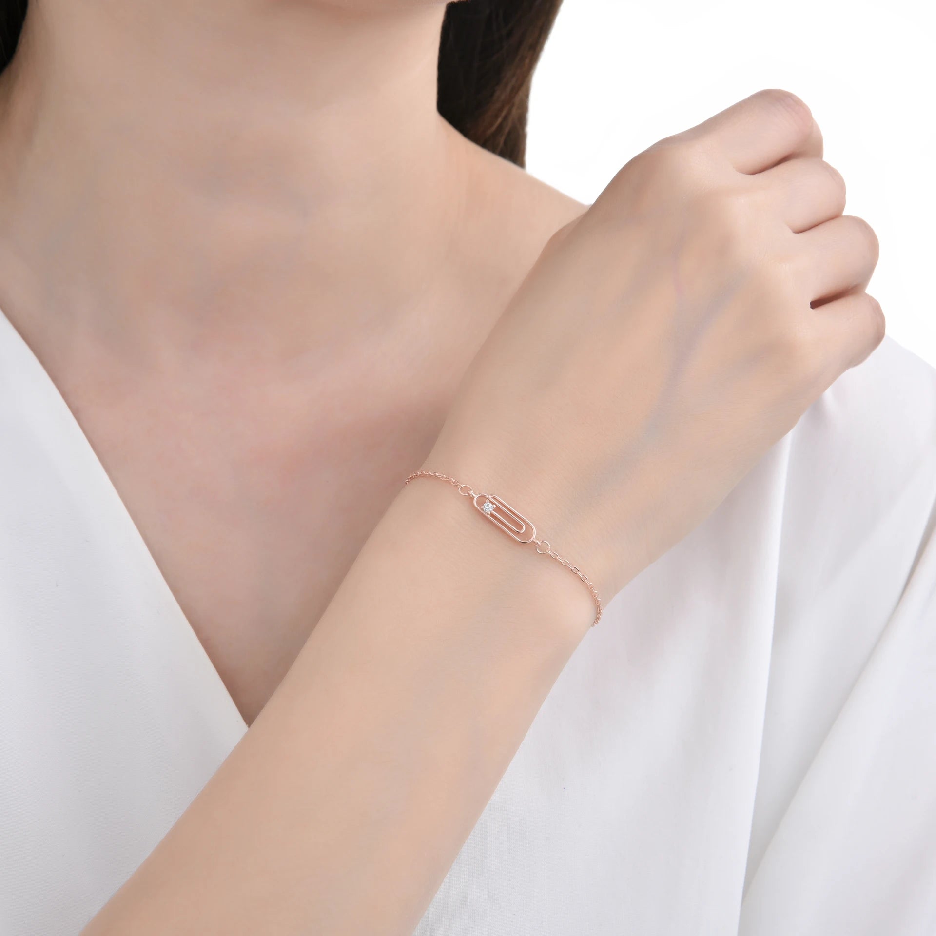 Pulsera de Clips – Plata 925 baño de oro rosa.