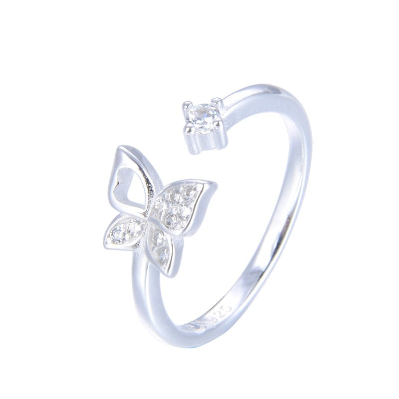 Anillo de Mariposas Ajustable – Plata 925