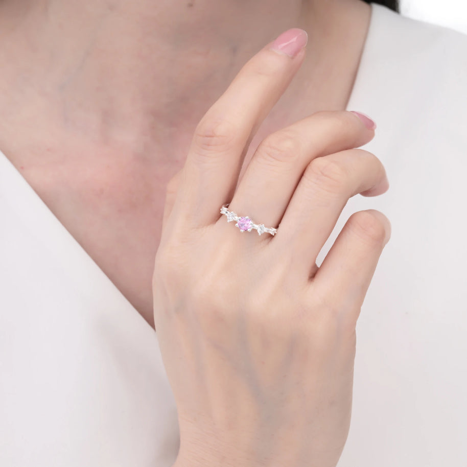 Anillo Puntos de Luz Rosado Floreal – Plata 925