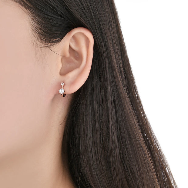 Aretes Huggies Lumière Royale – Plata 925 con Baño Oro Rosado